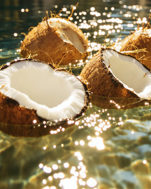 #Scent_Olive Coconut Array of coconuts in a pool of water.